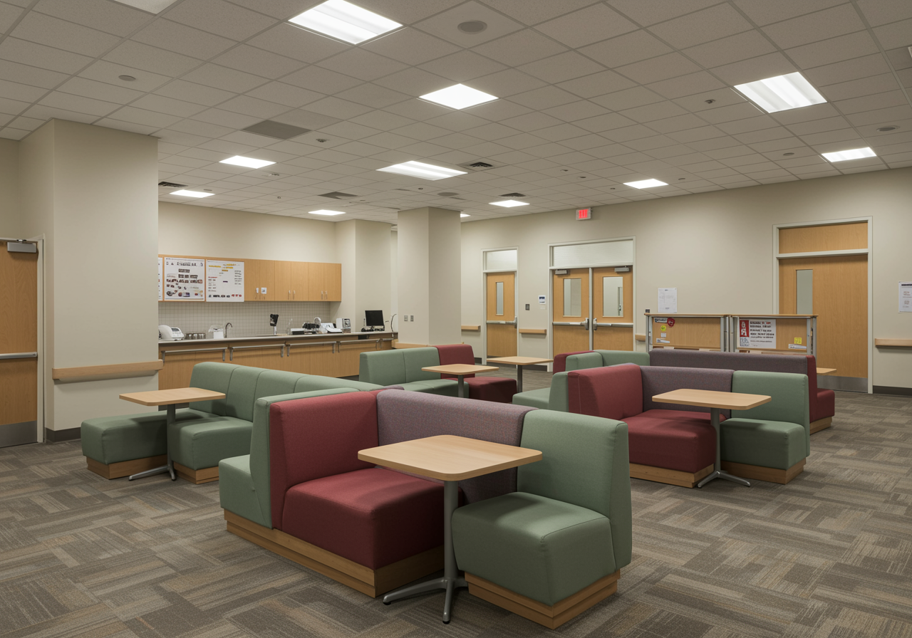 Healthcare enhanced break rooms and quiet spaces for staff wellbeing